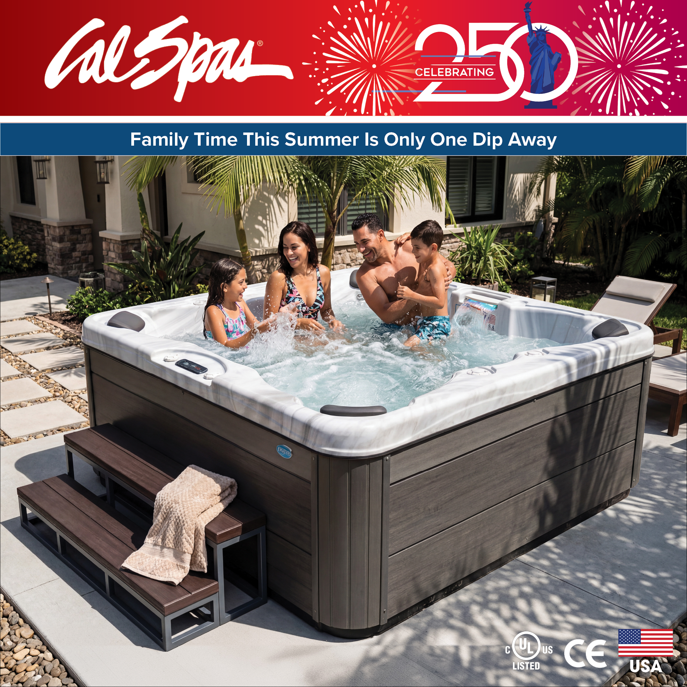 Calspas hot tub being used in a family setting - Kentwood